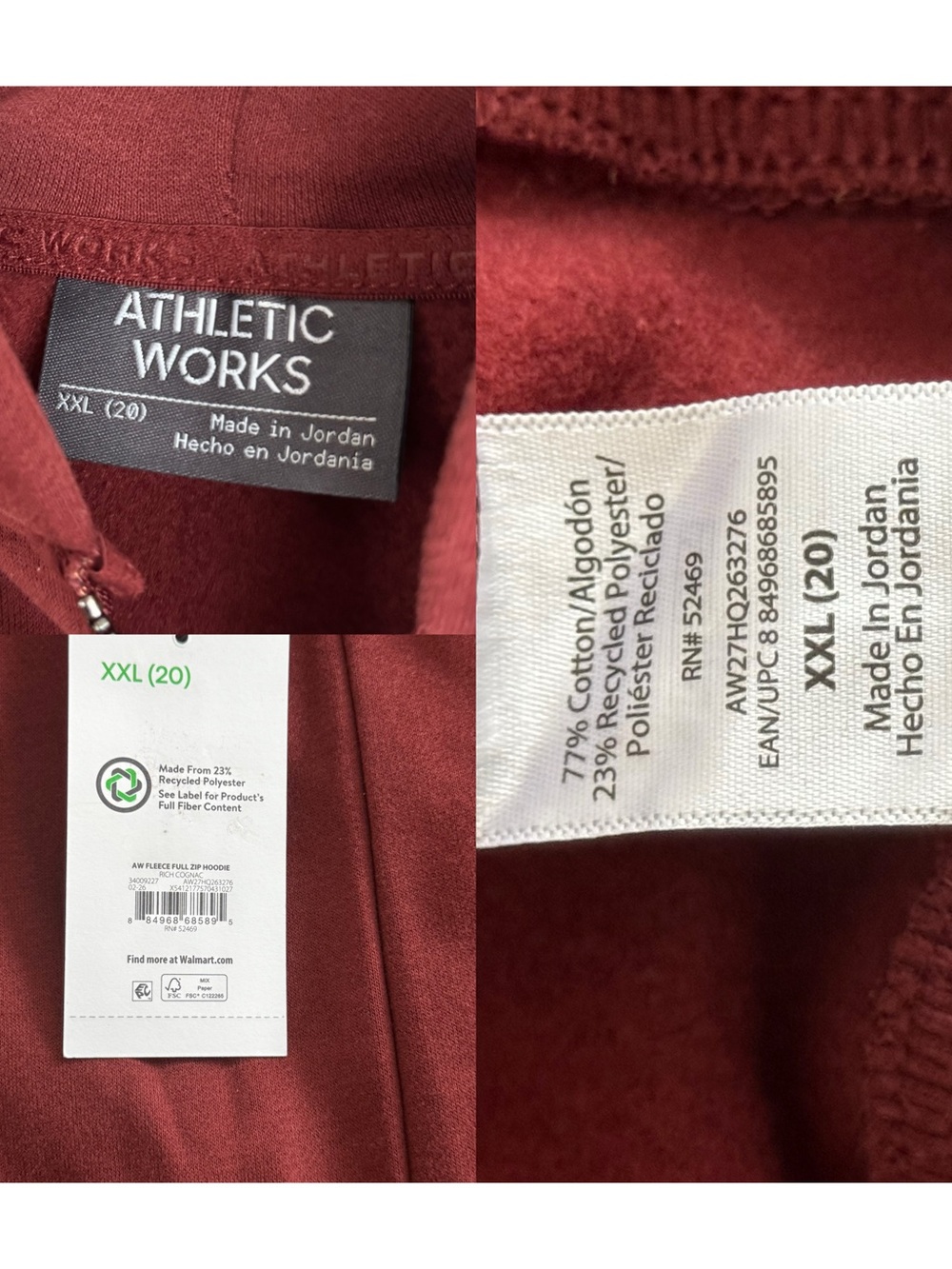 Women’s Plus Size Full Zip Fleece Hoodie 2X XXL Oversized Rich Cognac Brown - Picture 14 of 15